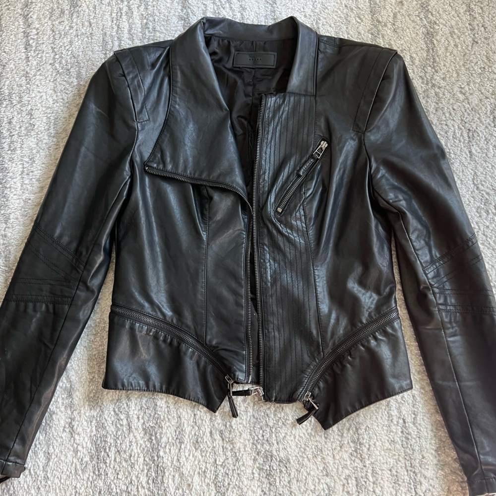 Blank NYC Faux Leather Moto Jacket – Black – Size M
